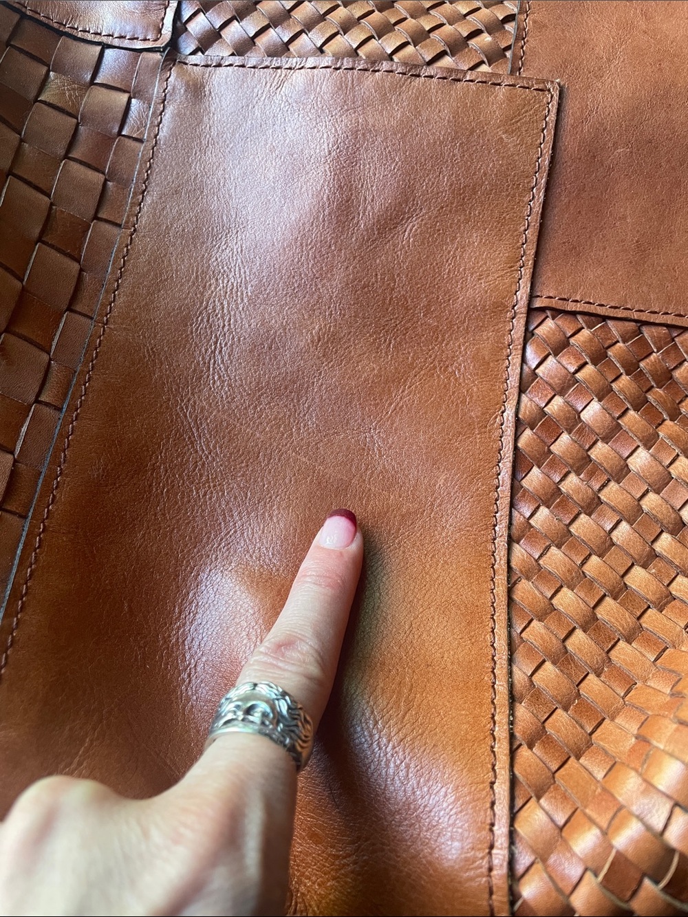 Patricia Nash Tan Brown Woven Leather Shoulder Bag - Picture 8 of 8